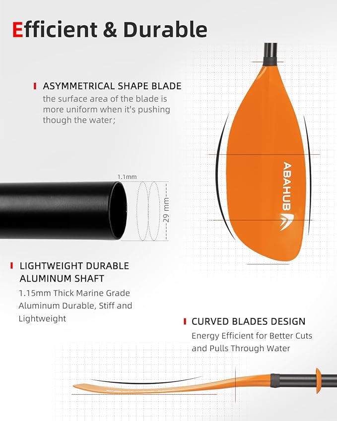 Abahub Adjustable Kayak Paddle 210-230 cm/ 230-250 cm Floating Kayaking Oars Boating Oars Canoeing Oars Black-StrideForce Fitness