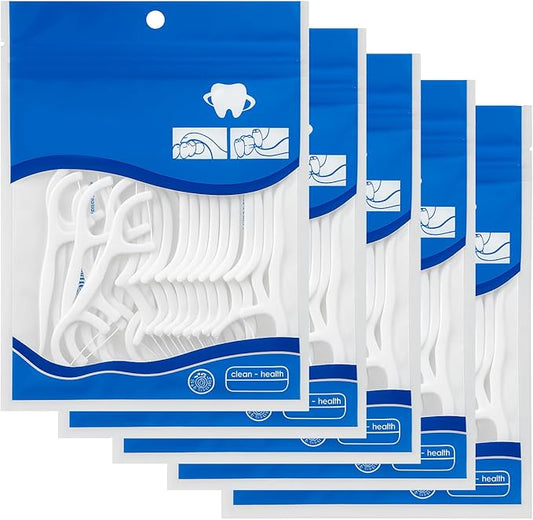 Dental Floss Picks Tooth Flossers with Toothpick End, Soft Flexible Thread for Gum Care, Easy Grip Handle for Teeth Cleaning, Oral Hygiene Tool for Daily Use, Travel & Home, 250 Count