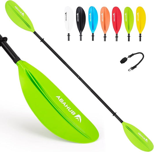 Abahub Kayak Paddle, 90.5 Inches Kayaking Oars for Boating, Canoeing with Free Paddle Leash, Aluminum Alloy Shaft Black/Blue/Green/Orange/Yellow Plastic Blades-StrideForce Fitness