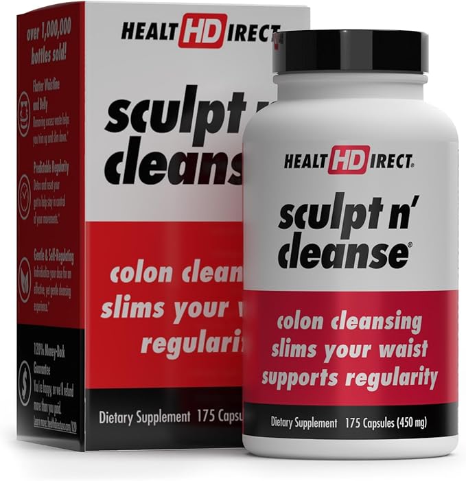 HEALTH DIRECT Sculpt n' Cleanse - Herbal Colon Cleanse for Digestive Health & Regularity - Natural Detox & Gut Flush Supplement - 175 Veggie Capsules-StrideForce Fitness