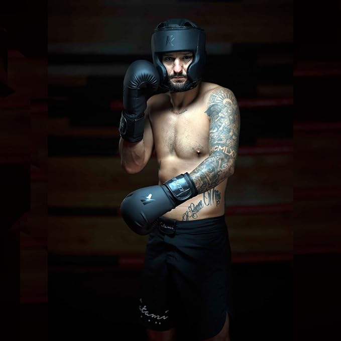 Kruzak Matte Black Boxing Gloves and Pads, Boxing Gloves Training Set for Kickboxing and Muay Thai MMA Training - Boxing Kit for Adults with Punching Pads for Martial Arts and Karate-StrideForce Fitness