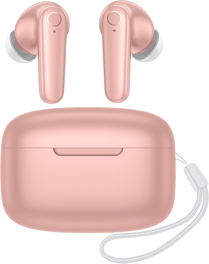 kurdene Wireless Earbuds Bluetooth 5.4 Headphones 60H Playtime Deep Bass Stereo Ear Buds with Mic Comfort Lightweight in Ear Earphones for Workout/Running Pink-StrideForce Fitness