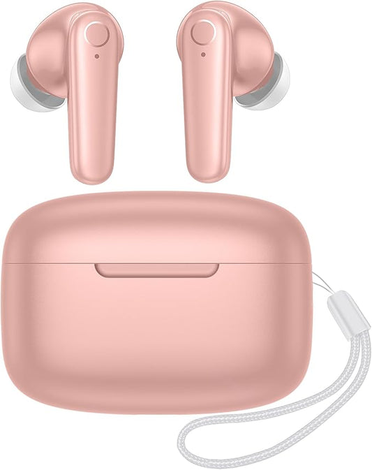 kurdene Wireless Earbuds Bluetooth 5.4 Headphones 60H Playtime Deep Bass Stereo Ear Buds with Mic Comfort Lightweight in Ear Earphones for Workout/Running Pink-StrideForce Fitness