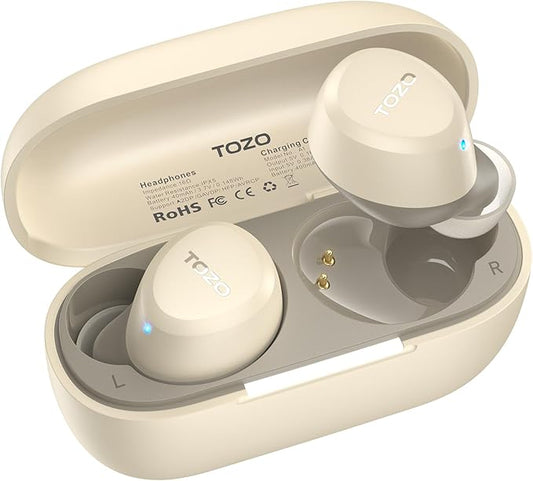 TOZO A1 Wireless Earbuds Bluetooth 5.3 Light Weight in Ear IPX5 Waterproof Headphones 2 Mic for AI Calls, Immersive Premium Sound Bass Headset with Charging Case, 32 Presets EQ Customization via App-StrideForce Fitness