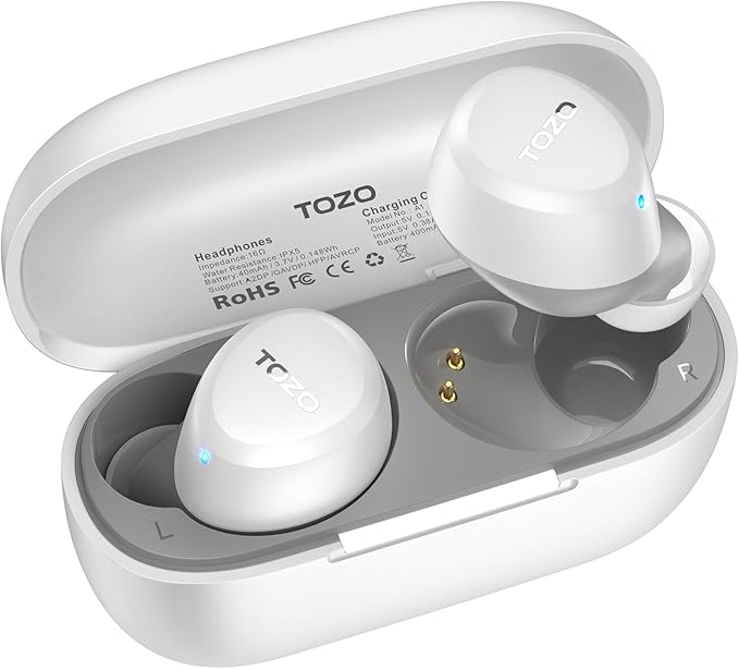 TOZO A1 Wireless Earbuds Bluetooth 5.3 Light Weight in Ear IPX5 Waterproof Headphones 2 Mic for AI Calls, Immersive Premium Sound Bass Headset with Charging Case, 32 Presets EQ Customization via App-StrideForce Fitness