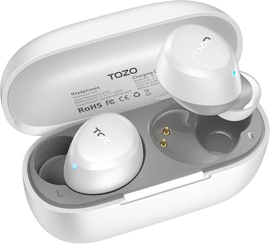 TOZO A1 Wireless Earbuds Bluetooth 5.3 Light Weight in Ear IPX5 Waterproof Headphones 2 Mic for AI Calls, Immersive Premium Sound Bass Headset with Charging Case, 32 Presets EQ Customization via App-StrideForce Fitness