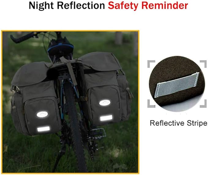 Dreamoon 50L Bike Panniers, Waterproof Bicycle Commuting Bag Saddle Bags with Rain Cover, Bike Rear Seat Bag Carrier with Reflective Trim, Cycling Organizer for Width Less Than 6.3 inches Rack (Black)-StrideForce Fitness