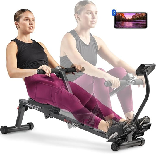 Sunny Health & Fitness Compact Adjustable Rowing Machine with 12 Levels of Resistance for Complete Body Workouts and Optional Free SunnyFit App Enhanced Connectivity-StrideForce Fitness