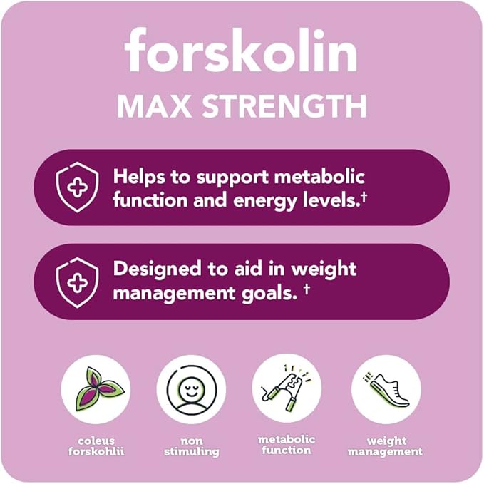 Vitamin Bounty Forskolin Maximum Strength for Weight Loss - Natural Coleus Forskohlii Root Extract Supplement - 20% Standardized Forskolin Powder - Weight Management Support - 60 Capsules-StrideForce Fitness