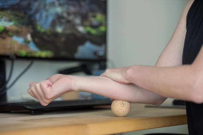 Travel Cork Massage Ball | Lightweight, Sustainable Alternative to Lacrosse Ball for Muscle Pain Relief (1.9 Inch (Pack of 1), Sanded Cork)