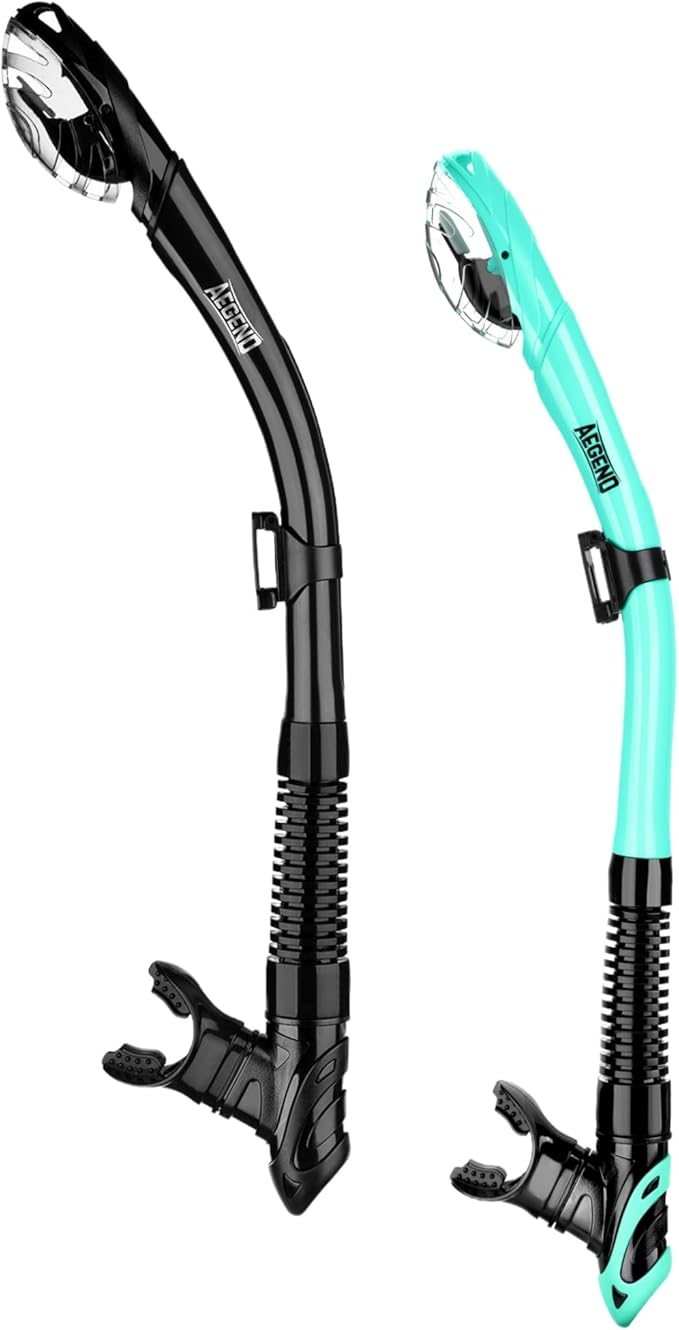 Aegend Dry Snorkel, Dive Mask Easy-Breath Free Diving Snorkel for Snorkeling Scuba Diving Freediving Swimming, with Top Dry Valve and Food-Grade Silicone Mouthpiece-StrideForce Fitness