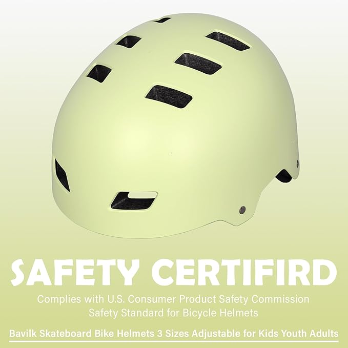 Bike Helmet 3 Sizes for Teenager Kids Youth Adults,Bavilk Skateboard Helmet Adjustable Multi-Sport Bicycle Cycling Scooter Roller Skate Inline Skating Rollerblading for Girls Boys Women Men Teen-StrideForce Fitness