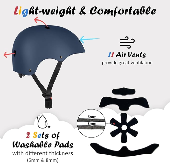 Kids Bike Helmet, Adjustable and Multi-Sport, from Toddler to Youth, 3 Sizes-StrideForce Fitness