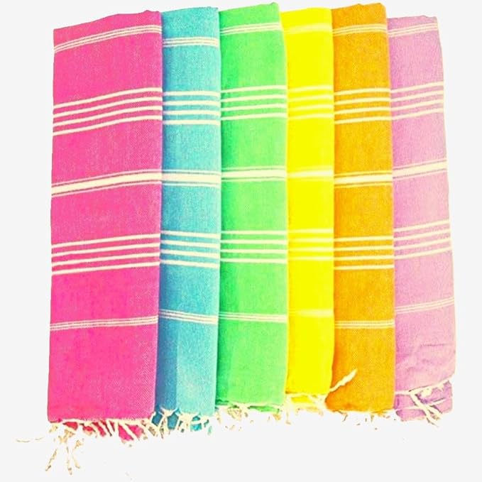 HAVLULAND Turkish Beach Towel Pack of 6 – 100% Cotton Beach Towels Bulk 72 x 40'' – Oversized, Quick Dry & Sand Free Beach Towel – Lightweight Turkish Bath Towels Set-StrideForce Fitness