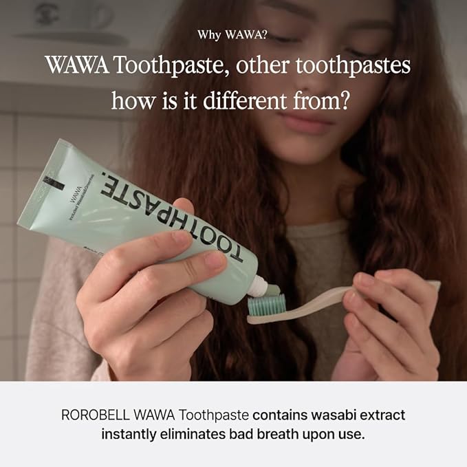 ROROBELL Wawa Toothpaste Made for My Boyfriend's Bad Breath, Sensitive Teeth, Improvement of Gum Problems/Peppermint Flavor/Made with Wasabi I 3.53 fl.oz (Pack of 1)