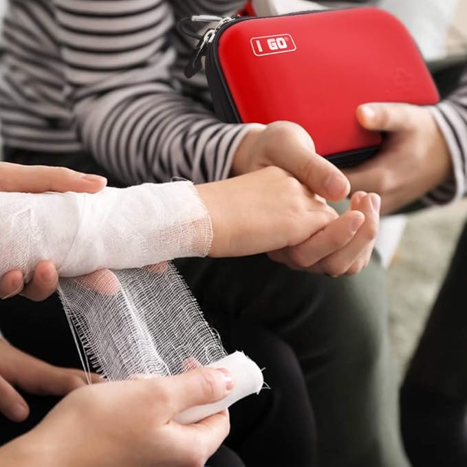 I GO 85 Pieces Hard Shell Mini Compact First Aid Kit, Small Personal Emergency Survival Kit for Travel Hiking Camping Backpacking Hunting Marine Car-StrideForce Fitness