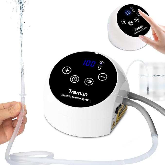 TRAMAN-Enema-Kit, Detox-Enemas for Colon-Cleanse for Women Men, Coffee Enema Coffee-Organic Cleanse Kit, Electric Water Flow Speed Control with LCD Display, Pressure Spray, External Water Supply-StrideForce Fitness