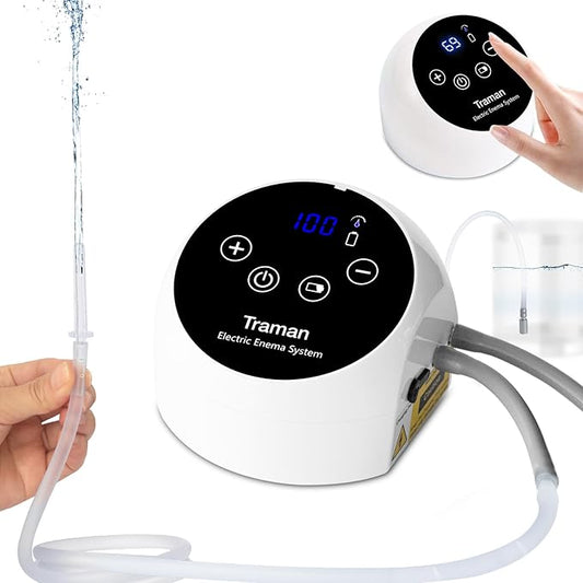 TRAMAN-Enema-Kit, Detox-Enemas for Colon-Cleanse for Women Men, Coffee Enema Coffee-Organic Cleanse Kit, Electric Water Flow Speed Control with LCD Display, Pressure Spray, External Water Supply-StrideForce Fitness