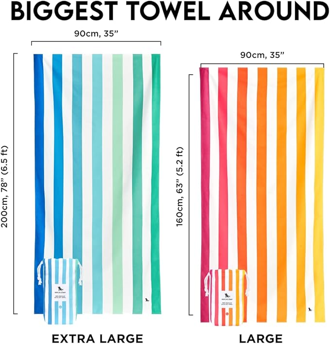 Dock & Bay Beach Towel - Quick Dry, Sand Free - Compact, Lightweight - 100% Recycled - Includes Bag - Summer - Peach Sunrise - Extra Large (200x90cm, 78x35)-StrideForce Fitness