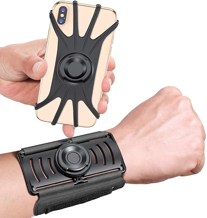 VUP Detachable Cell Phone Running Armband 360°Rotatable for iPhone 16/15/14/13/Pro Max/Pro/Mini/12/11, Fits All 4-6.9 Inch Smartphones, with Key Holder,Phone Holder for Running Hiking Biking (Black)-StrideForce Fitness