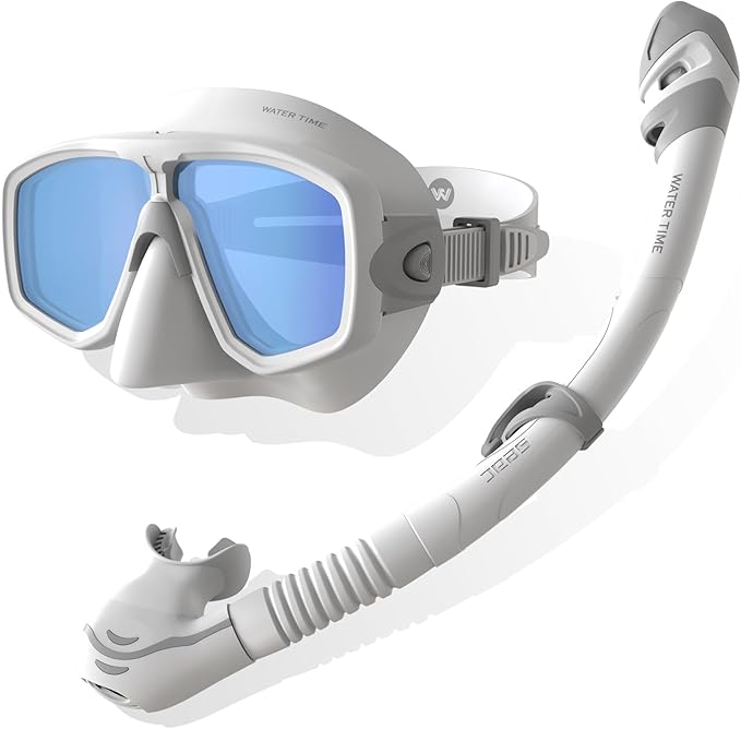 WATERTIME Snorkeling Gear for Adults, Dry Top Snorkel Set with Anti-Fog Panoramic Diving Mask & Waterproof Design, Adult Snorkel Mask for Snorkeling and Scuba Diving-StrideForce Fitness