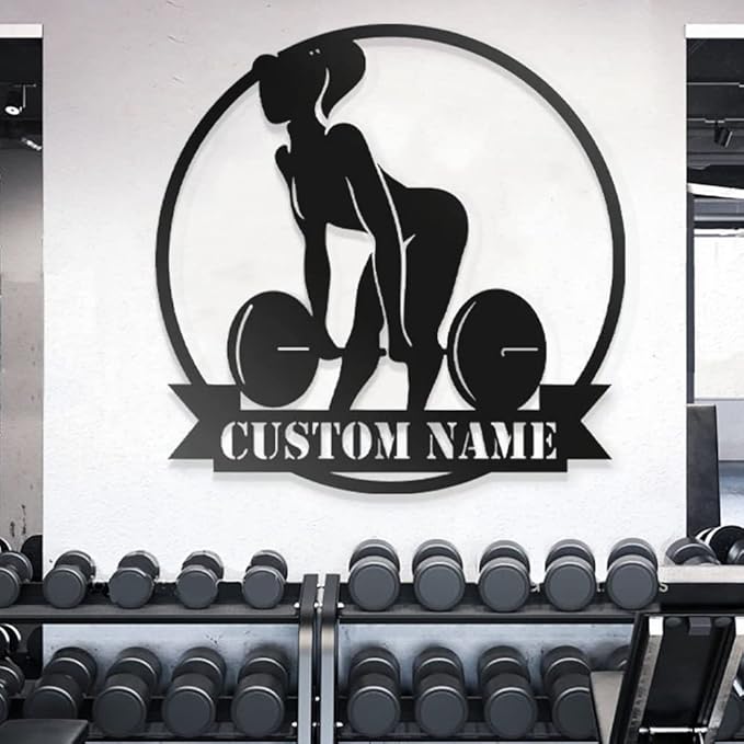 Personalized Custom Name Gym Metal Sign for Home Workout Room, Fitness Garage Center Motivational Decor, Powerlifting Wall Art Gift for Women, Men, Dad, Papa, Grandpa, Mother, Sister, Girls-StrideForce Fitness