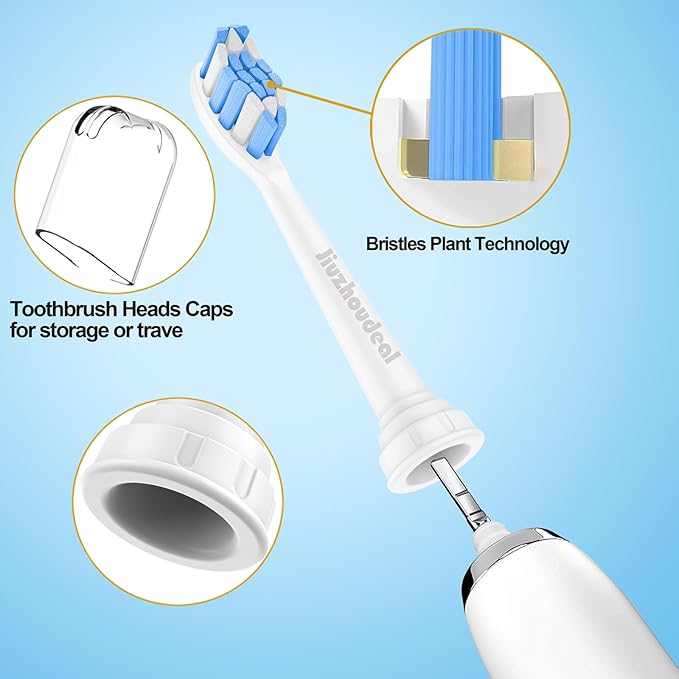 Replacement Toothbrush Heads Compatible with Philips Sonicare, Brush Heads for Sonicare C2 Plaque Control Protective Clean 4100 5100 6100 Electric Toothbrush White&Blue, 10-Pack