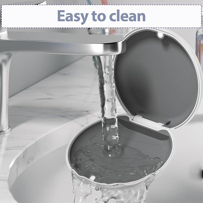 Retainer Case, Slim Aligner Cases for Invisalign, Mouthguard Case with Removal Tools& Aligners Chewies& Brush, Removable Inner Tray Silicone for Easy Cleanin (White)