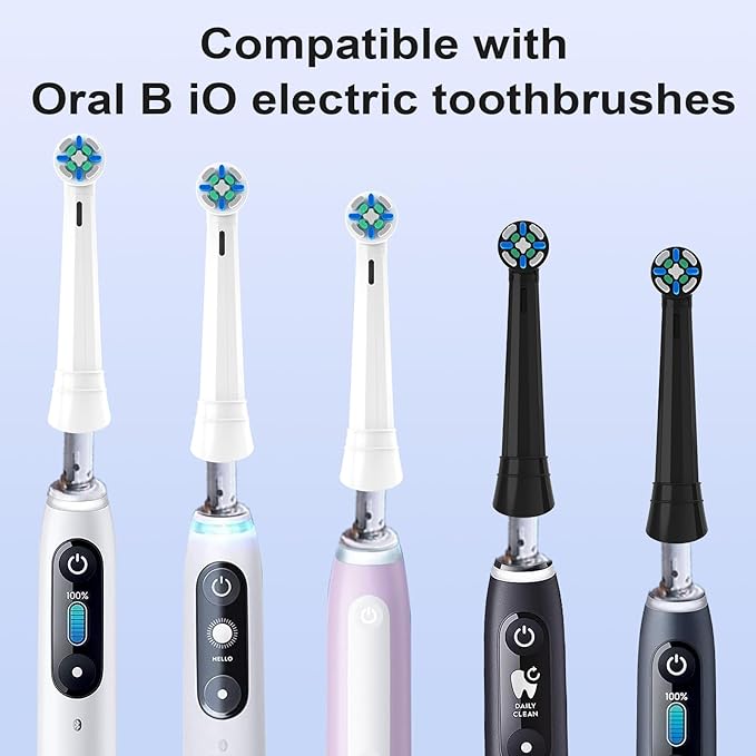 IO Replacement Heads Compatible with Oral B IO 2/3/4/5/6/7/8/9/10/Deep Clean Electric Toothbrushes, Brush Heads Compatible with Oral B IO with Medium Bristles (12 Black/White)