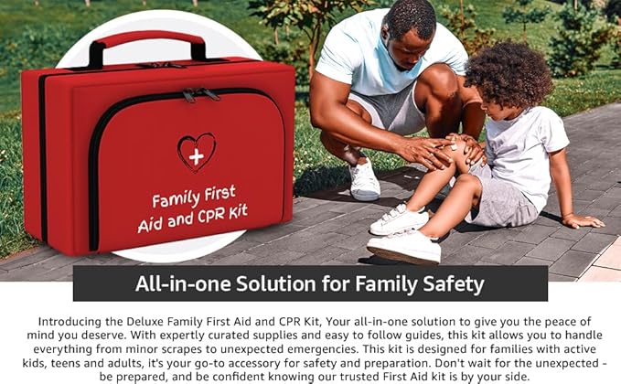 Family First Aid & CPR Kit - Emergency Medical Kit for The Entire Family, Child, Kids, and Youth. Perfect for Camping, Travel, Car, Hiking, Sports, Outdoor, and Home - First Aid Guide Life Safety Pro-StrideForce Fitness
