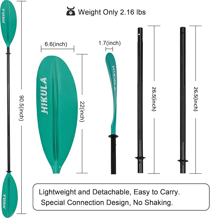 Kayak Paddle 4 Pieces Aluminum Shaft and PP Blade Floating 86.6in/220cm, 90.5inch/230cm Lightweight Oars-StrideForce Fitness