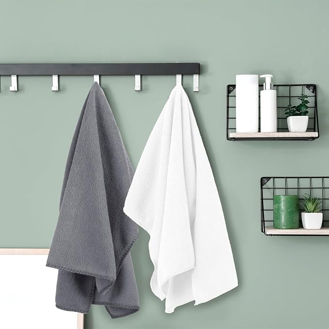 JML Microfiber Bath Towels, Bath Towel Sets (6 Pack, 27" x 55") - Extra Absorbent and Fast Drying, Multipurpose White Microfiber Towel for Bath, Beach, Pool, Sports, Yoga-StrideForce Fitness