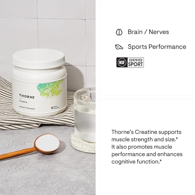 THORNE Creatine - Micronized Creatine Monohydrate Powder - Support for Muscles & Cognitive Function* - for Women & Men - Unflavored - NSF Certified for Sport - 5 g per Serving - 90 Servings-StrideForce Fitness