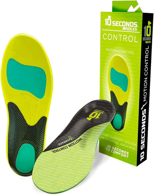 10 Seconds 3210 Motion Control Shoe Insoles, M 7, W 9-StrideForce Fitness