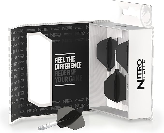 RED DRAGON Darts – Nitro Flite Integrated Flight & Shaft System – No.2 Shape and Design - Available in Short, Intermediate & Medium - Available in Variety of Colours - Professional Darts Accessories-StrideForce Fitness