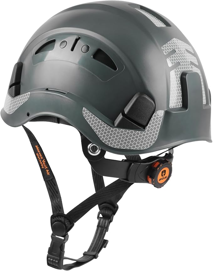 GREEN DEVIL Safety Helmet Hard Hat with Chin Strap Vented Lightweight Adjustable Hardhat for Men Women with Hi-Viz Design Ideal for Tree Climbing Work at Height-StrideForce Fitness