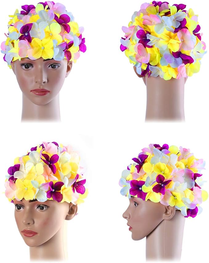 WINOMO Fashionable Swim Cap Floral Petal Stylish Swimming Hat Bathing Caps Size L for Women-StrideForce Fitness