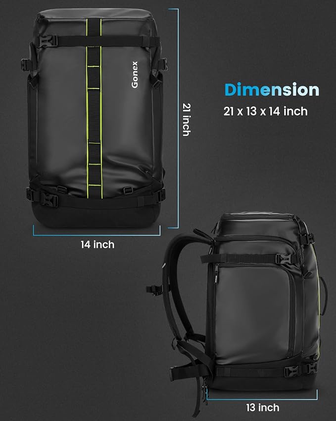 Gonex 50L Ski Boot Bag Backpack, Waterproof Snowboard Boot Backpack for Men Women, Ski Boots Bag for Travel, Ski, Snowboard, Helmet, Goggles and Outerwear Black-StrideForce Fitness