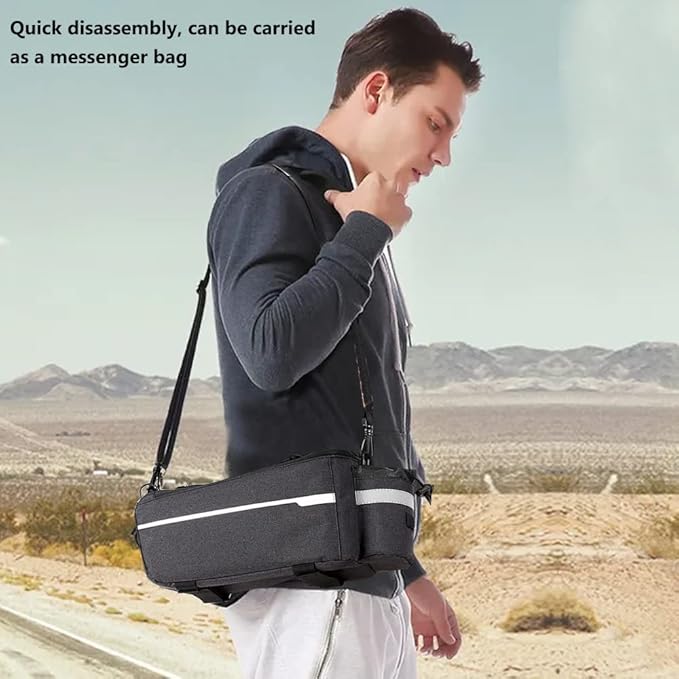 ZTZ Bike Rack Bag, Bicycle Rear Rack Storage Luggage, 8L Insulated Trunk Bag, Waterproof with Reflective Stripes (Black)-StrideForce Fitness