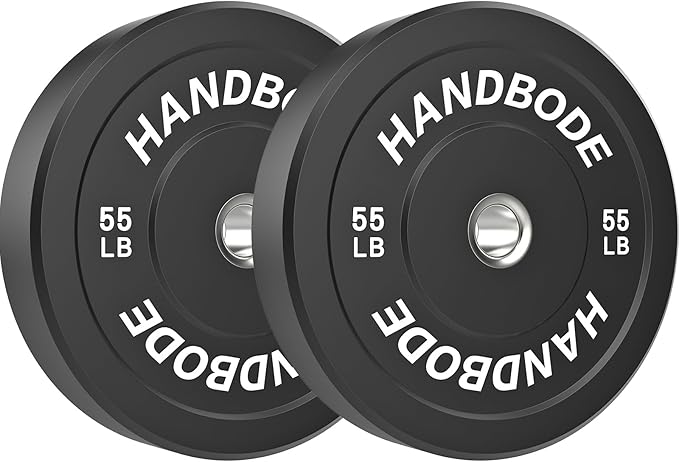 Bumper Plates 2 - Inch Olympic Weight Plate Set for Barbell, 10-55 lb Rubber Weights Sets for Home Gym, Strength Training Plate, Weight Lifting, Black-StrideForce Fitness