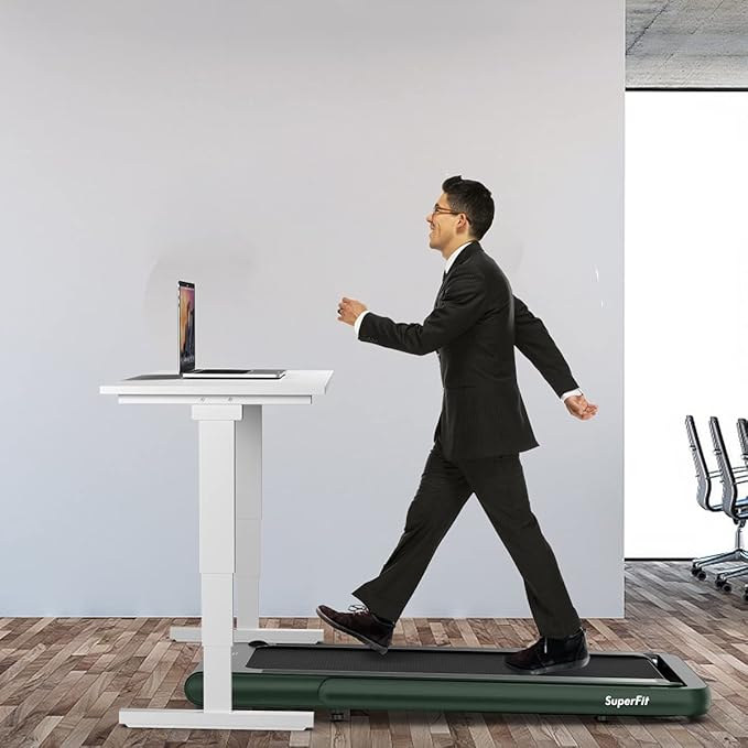 GYMAX Walking Pad, 4.75HP Under Desk Treadmill with LED Touch Screen, App Control, Built-in Speaker & Handle, 2 in 1 Folding Compact Portable Treadmill for Home Small Space-StrideForce Fitness