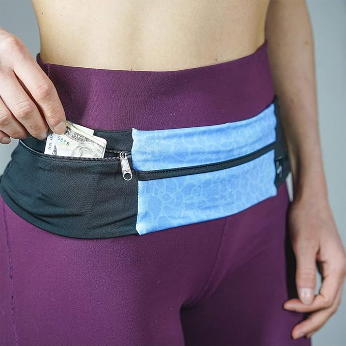 3 Pocket Adjustable Running Belt Waist Pack, Fanny Pack For Working Out With Sweat Resistant Backing, Holds All iPhone Models-StrideForce Fitness