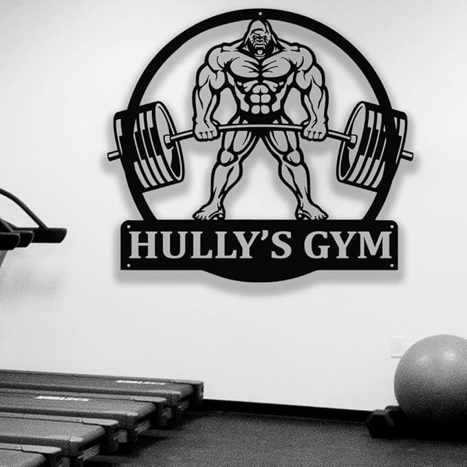 Personalized Gym Metal Wall Art Custom Name Workout Room Decor, Fitness Center Motivational Garage Sign, Powerlifting Home Gift for Women, Men, Dad, Papa, Grandpa, Mother, Sister, Girls, Family-StrideForce Fitness
