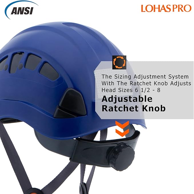 LOHASPRO Hard Hats Construction Safety Helmet ANSI Z89.1 Approved OSHA Hardhat Vented Men Worker Blue Hard Hat with Chin Strap Tree Climbing Rescue Arborist Helmet (P5 Blue)-StrideForce Fitness