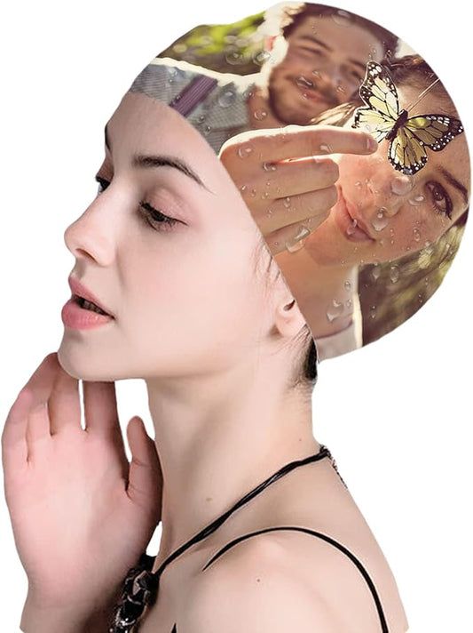 Custom Swim Cap with Photo Personalized Silicone Swim Cap for Men and Women Swimming Customized Swimmers Cap for Short and Medium Length Hair-StrideForce Fitness