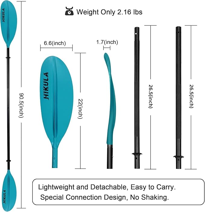 Kayak Paddle 4 Pieces Aluminum Shaft and PP Blade Floating 86.6in/220cm, 90.5inch/230cm Lightweight Oars-StrideForce Fitness