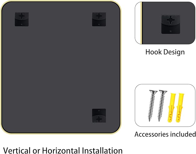 FORBATH 40x36 Inch Gold Bathroom Mirror for Over Sink, Large Rectanglar Wall Mirror with Metal Frame, Rounded Corners for Bathroom, Bedroom, Entryway Decor (Horizontal or Vertical)-StrideForce Fitness