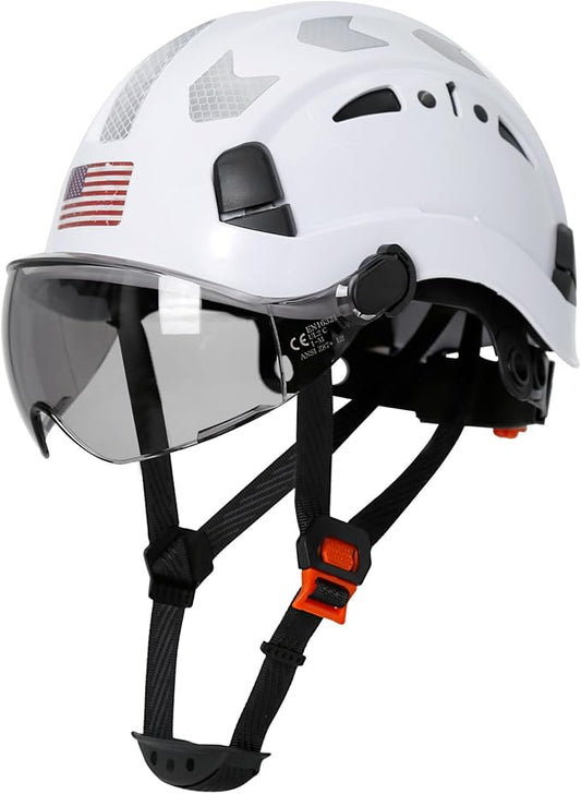 AOLAMEGS Construction Safety Hard Hat - ANSI Z89.1 Type Ι OSHA Approved Safety Helmets with Chin Straps Lightweight Reflective Vented ABS Hard Hats For Men Women Industrial Workwear 6-point Suspension-StrideForce Fitness