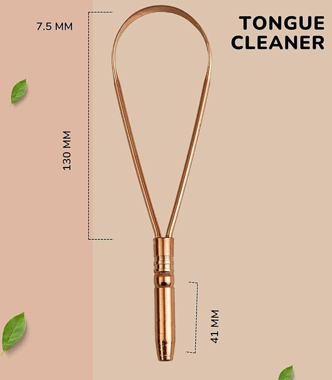 Nature's Own Tongue Scraper for Adults & Kids, Copper Tongue Cleaner/Scrubber to Improve Fresh Breath Remove Tongue Buildup, Easy to Use Portable Tongue Scrappers for Oral Care & Hygiene