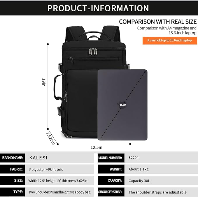 Kalesi Gym Duffle Bag Backpack 4-Way Waterproof with Shoes Compartment for travel Sport Hiking laptop-StrideForce Fitness